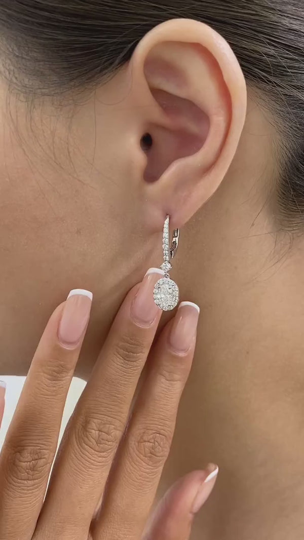 Diamond Dangle Earrings 2.2 ct White Gold