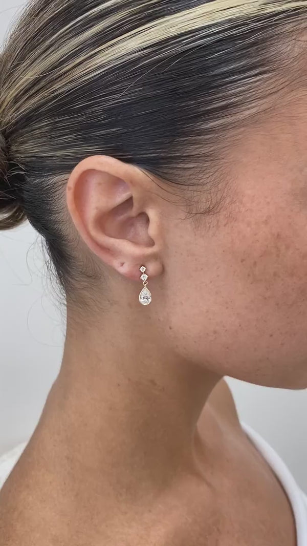 Diamond Drop Earrings 1.37 ct Yellow Gold