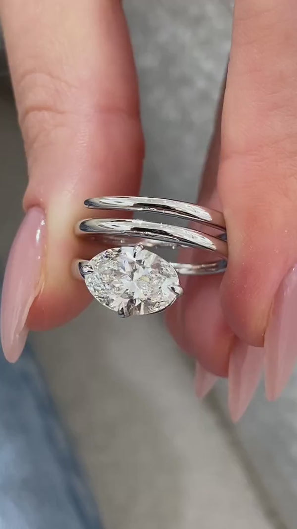 Diamond Solitaire Wrap Ring 2.05 ct White Gold