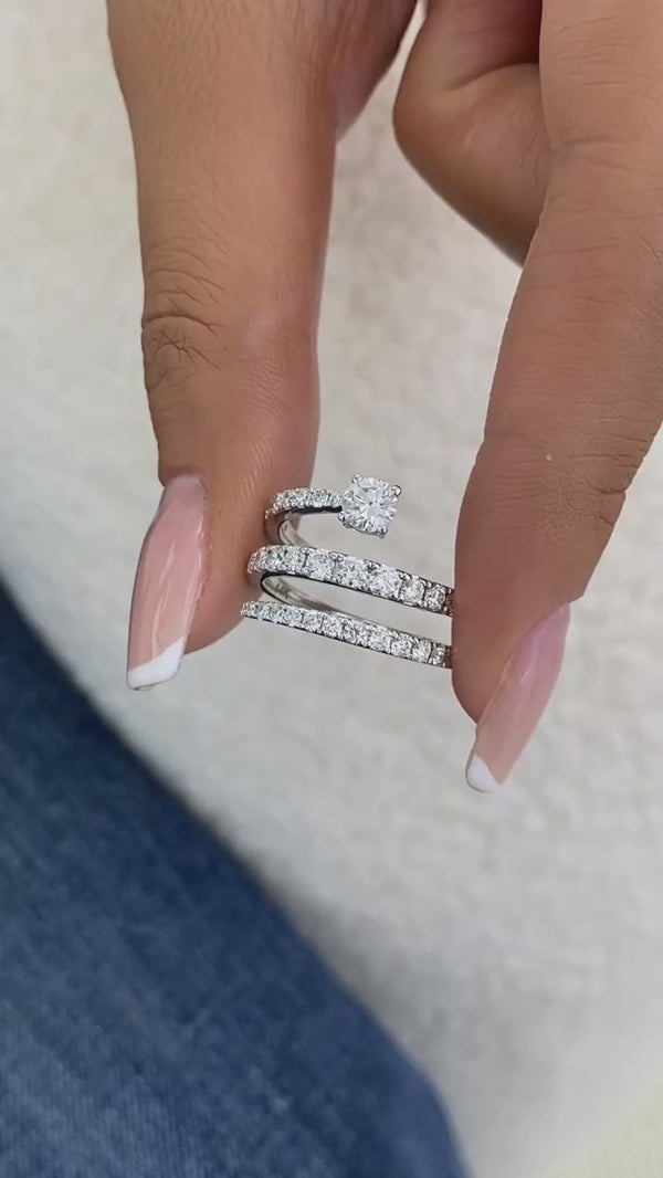 Diamond Wrap Ring 1.35 ct TCW, White Gold 14K