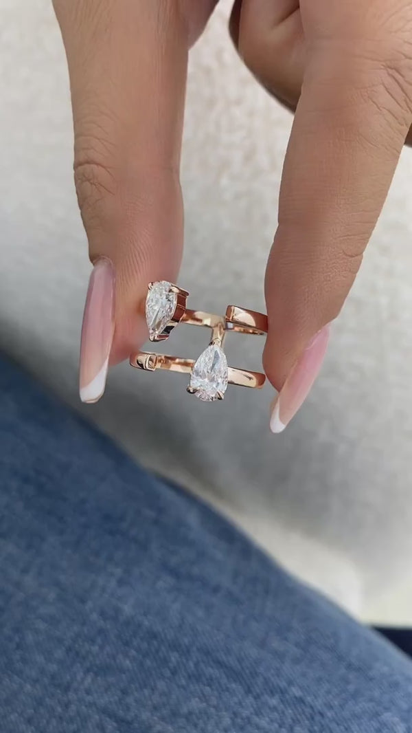 Diamond Two Stone Ring 1.5 ct Rose Gold