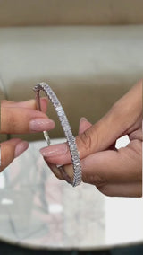 Diamond Bangle Bracelet 3.2 ct White Gold