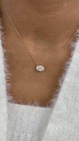 Oval Pendant Necklace 2ct TCW, Rose Gold 14K