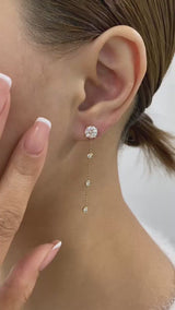 Round Drop Earrings 2.3ct TCW, Yellow Gold 14K