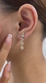 Chandelier Drop Earrings 2.1 ct TCW , Solid Gold 14k