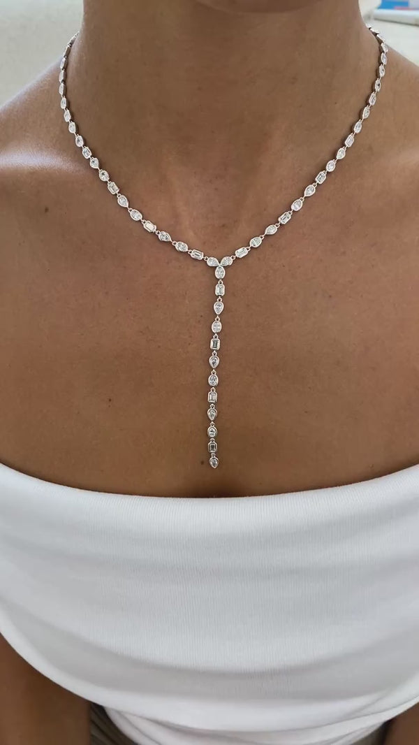 Diamond Lariat Necklace 8.5 ct White Gold