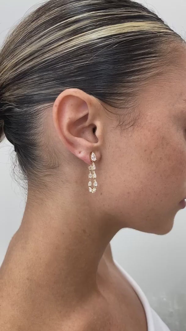 Diamond Dangle Earrings 2.60 ct Yellow Gold