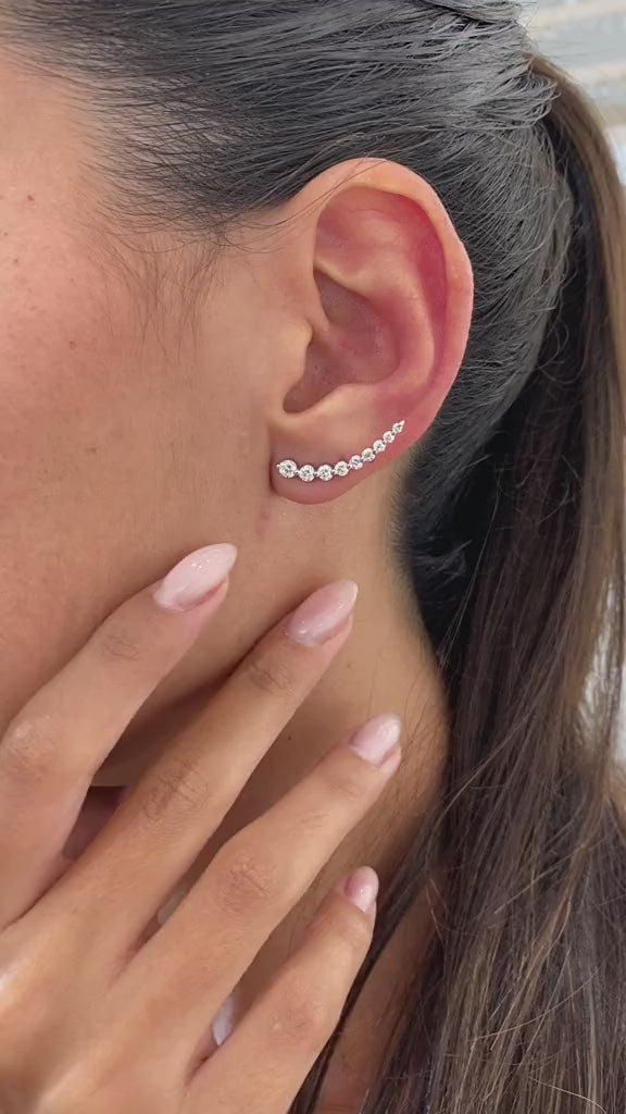 Diamond Climber Earrings 1.05 ct White Gold
