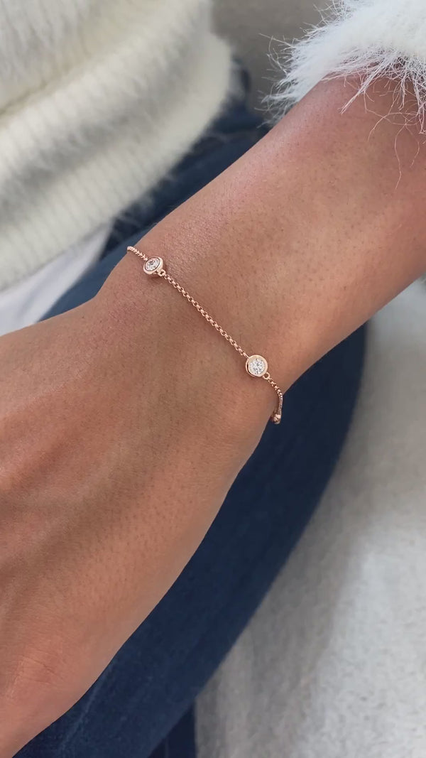 Diamond Chain Bracelet 0.66 Carat Rose Gold 14K