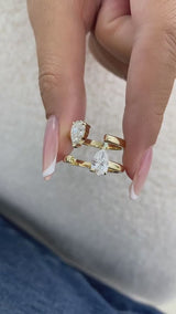 Diamond Two Stone Ring 1.5 ct Yellow Gold