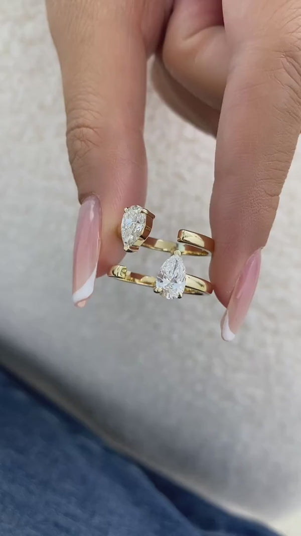 Diamond Two Stone Ring 1.5 ct Yellow Gold