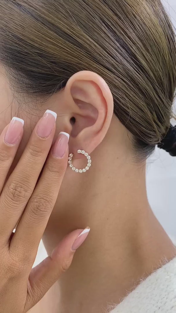Diamond Hoop Earrings 1.70 ct Rose Gold